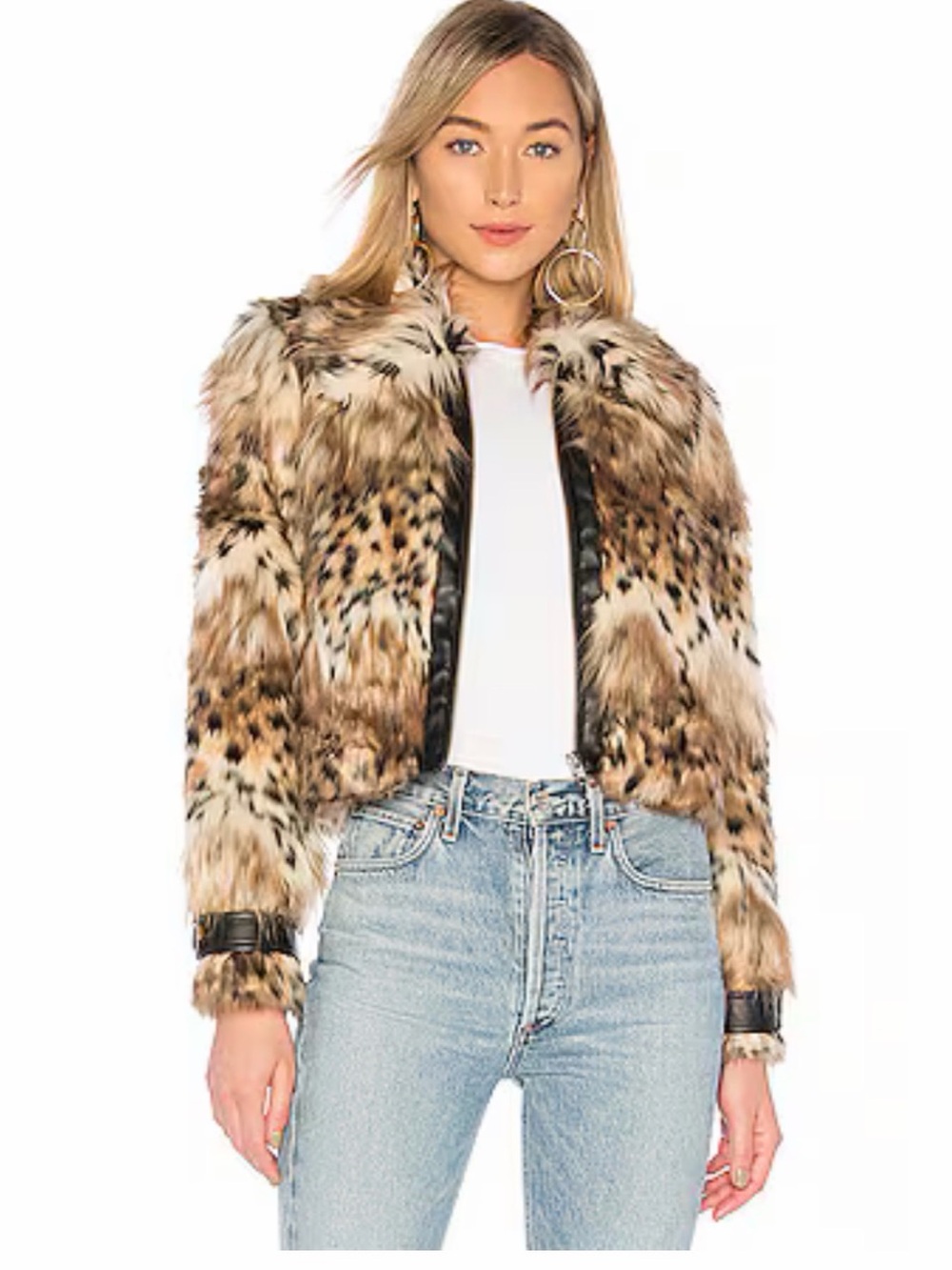 REVOLVE MAJORELLE Leopard-Print Faux Fur Teddy Jacket - Brown & Cream